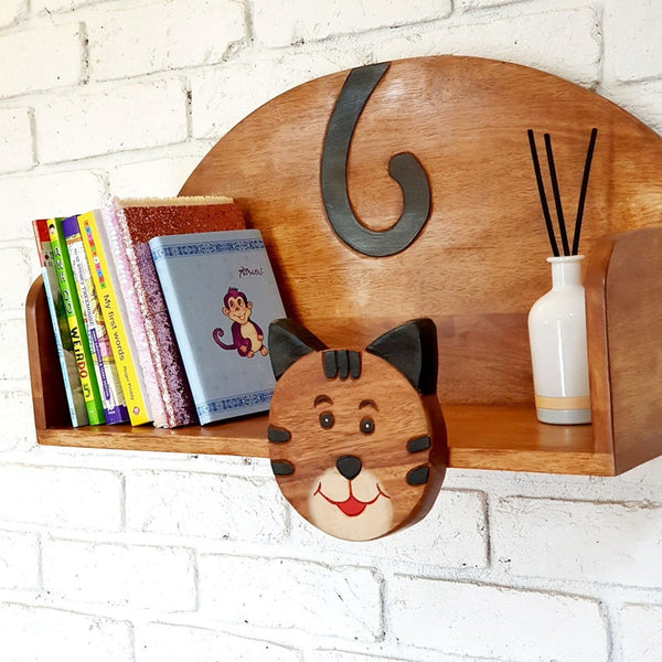 Ready-built Wooden Wall Mounted Cat Bookshelf