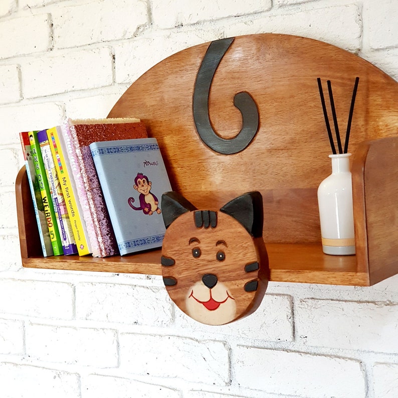 Ready-built Wooden Wall Mounted Cat Bookshelf