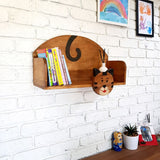 Ready-built Wooden Wall Mounted Cat Bookshelf