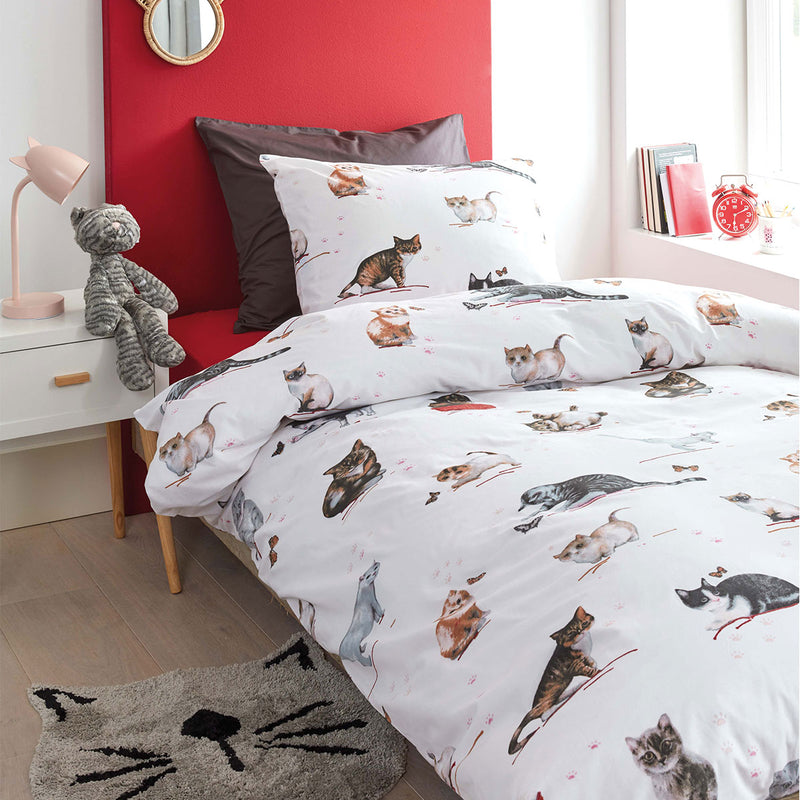 Cute Cats Cotton Quilt Cover Set - Single