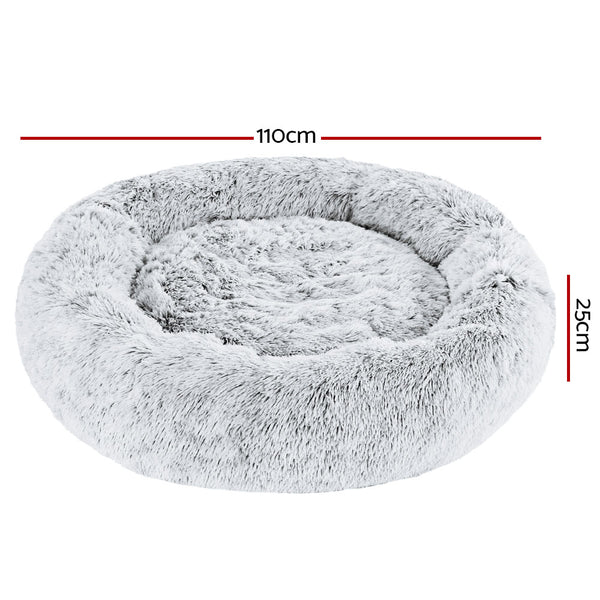 Soft Plush Calming Pet Bed Extra Large 110cm - Charcoal