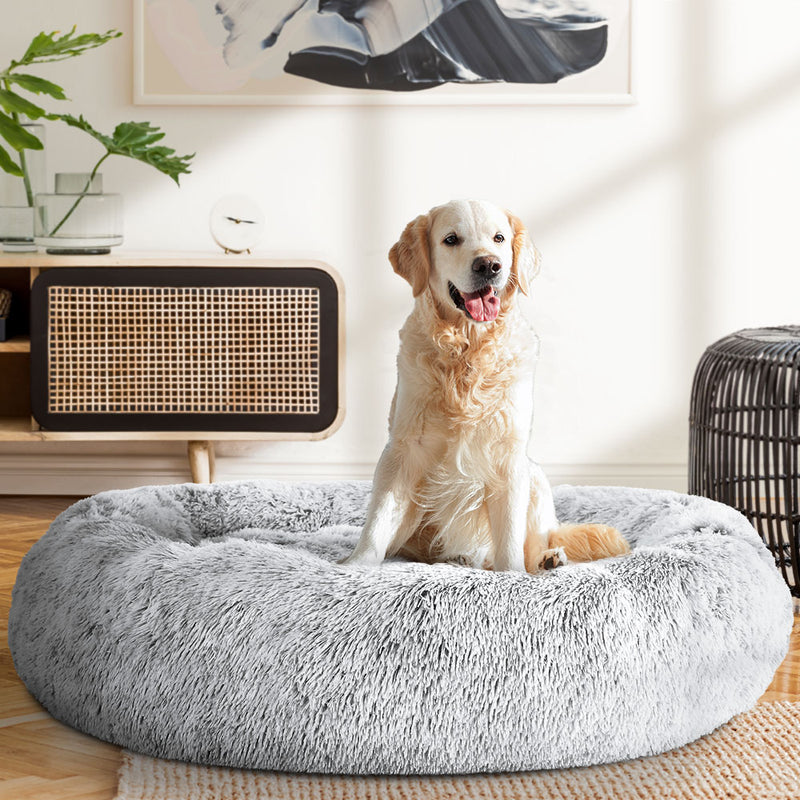 Soft Plush Calming Pet Bed Extra Large 110cm - Charcoal