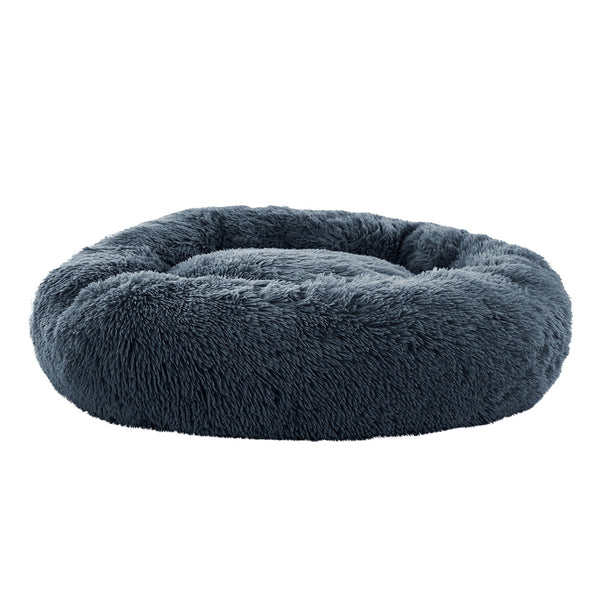 Calming Soft Plush Pet Bed 90cm Large - Dark Grey