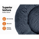 Calming Soft Plush Pet Bed 90cm Large - Dark Grey