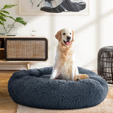 Calming Soft Plush Pet Bed 90cm Large - Dark Grey