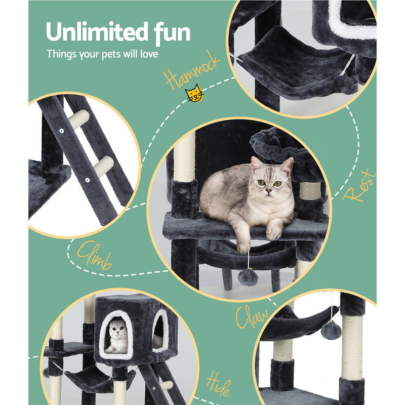 168cm Cat Tower with Lining and Hanging Bed