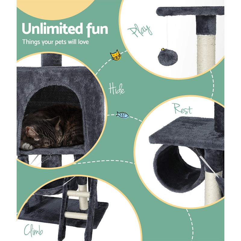 144cm Velvet Cat Tower with Hanging Bed