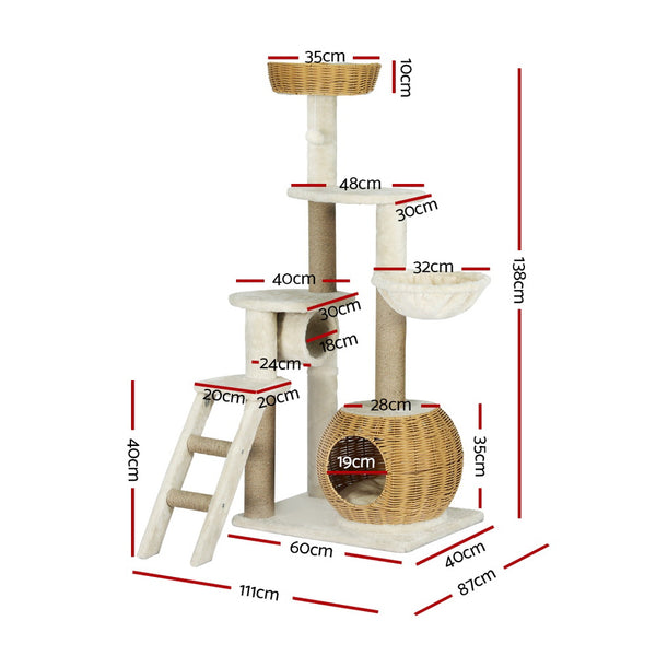 138cm Rattan Basket Scratching Tower