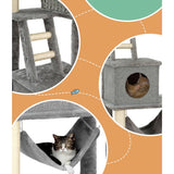 169cm Multi-level Rattan Ladder Cat Tower