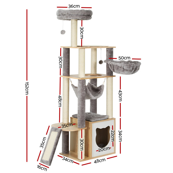 152cm Scratching Tower with Hanging Bed