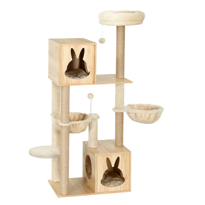 141cm Wooden Plush Scratching Tower