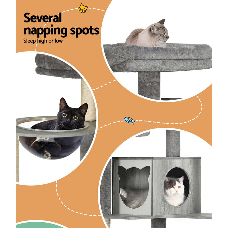 178cm Mulit-level Scratching Tower with Detachable Bowl