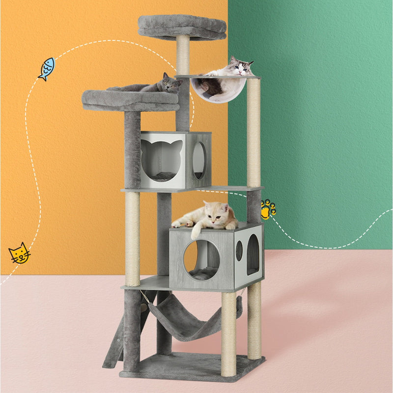 178cm Mulit-level Scratching Tower with Detachable Bowl