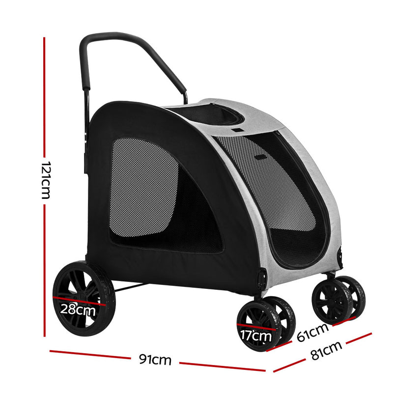 Pet Stroller - Foldable 4 Wheeled Trolley (Limited Delivery Area)