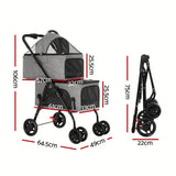 Pet Stroller 2-tier Large Foldable Carrier