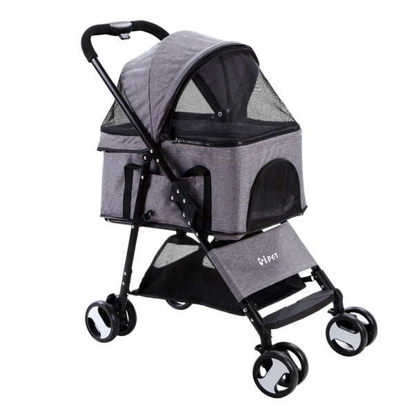 Pet Stroller - Foldable 4 Wheels Grey (Limited Delivery Area)