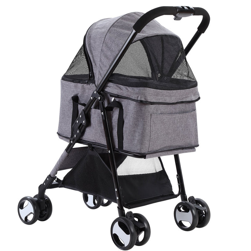 Pet Stroller - Foldable 4 Wheels Grey (Limited Delivery Area)