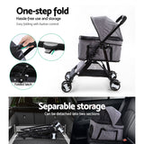 Pet Stroller - Foldable 4 Wheels Grey (Limited Delivery Area)