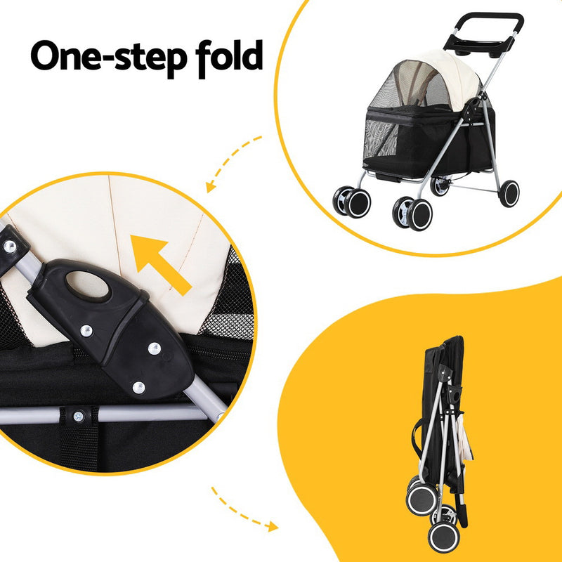 Pet Stroller Pram - Large Foldable 4 Wheels