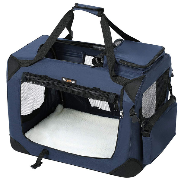 Folding Pet Transport Box - 60cm Dark Blue