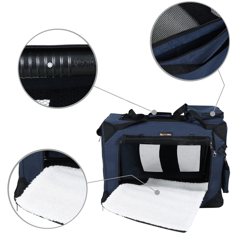 Folding Pet Transport Box - 60cm Dark Blue