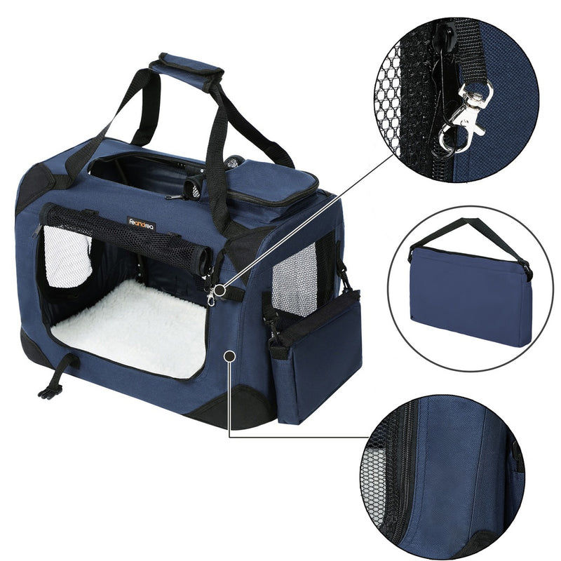 Folding Pet Transport Box - 60cm Dark Blue