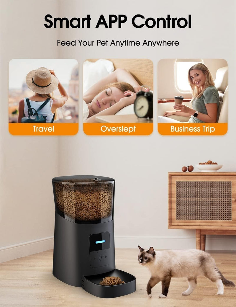 6L WiFi Automatic Pet Feeder - Black