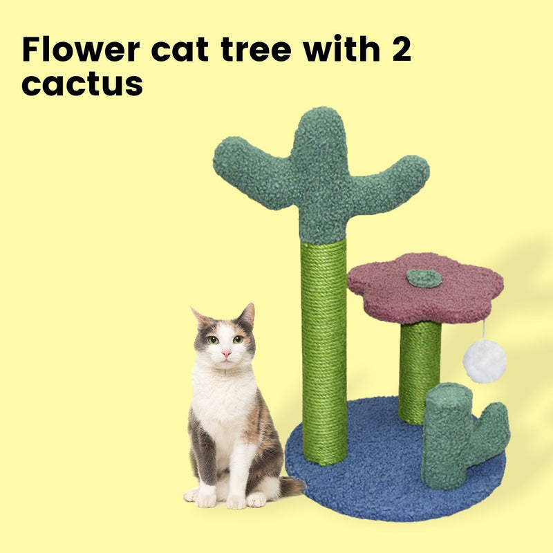 50cm Flower Cat Tree with 2 Cactuses (OUT OF STOCK)