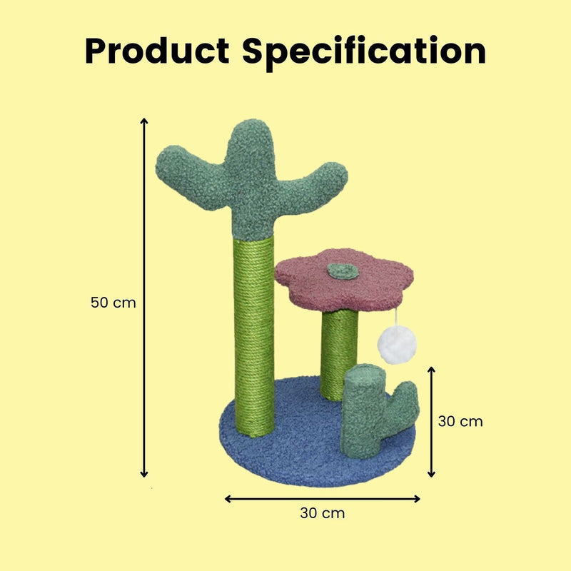 50cm Flower Cat Tree with 2 Cactuses (OUT OF STOCK)