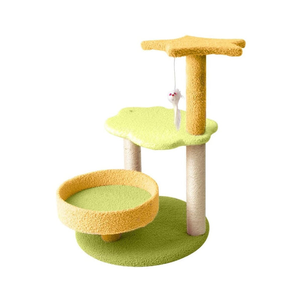 75cm Plush Galaxy Scratching Tree - Yellow Green