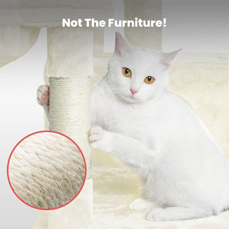 97cm Adjustable Plush Cat Tree - Beige