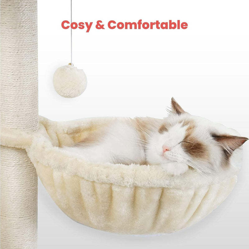 97cm Adjustable Plush Cat Tree - Beige