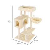 97cm Adjustable Plush Cat Tree - Beige