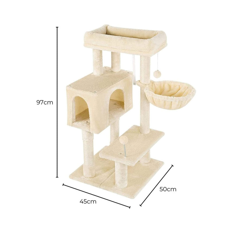 97cm Adjustable Plush Cat Tree - Beige