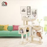 97cm Adjustable Plush Cat Tree - Beige