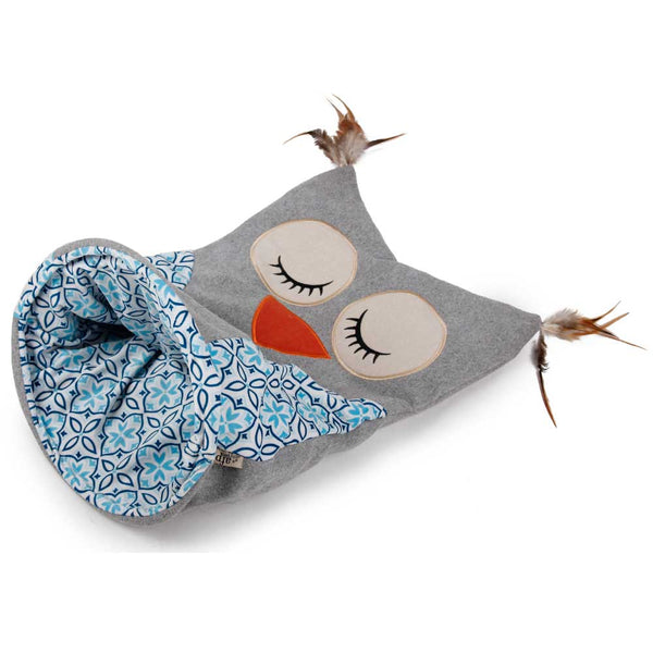 Cat Sack Crinkle Toys - Grey Owl + Hide Play Bag Teaser