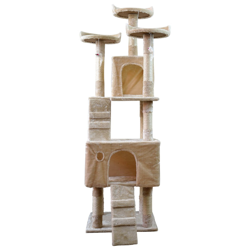 170cm Cat Tower with 2 Cubbies - Beige