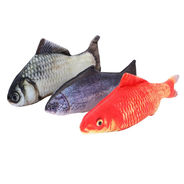 3 X Real Print Fish Catnip Toy - 20cm