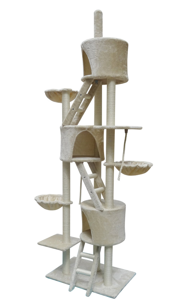 244 cm XL Multi-Level Cat Scratching Tower - Beige