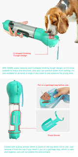 4 in 1 Portable Pet Water Bottle - Blue