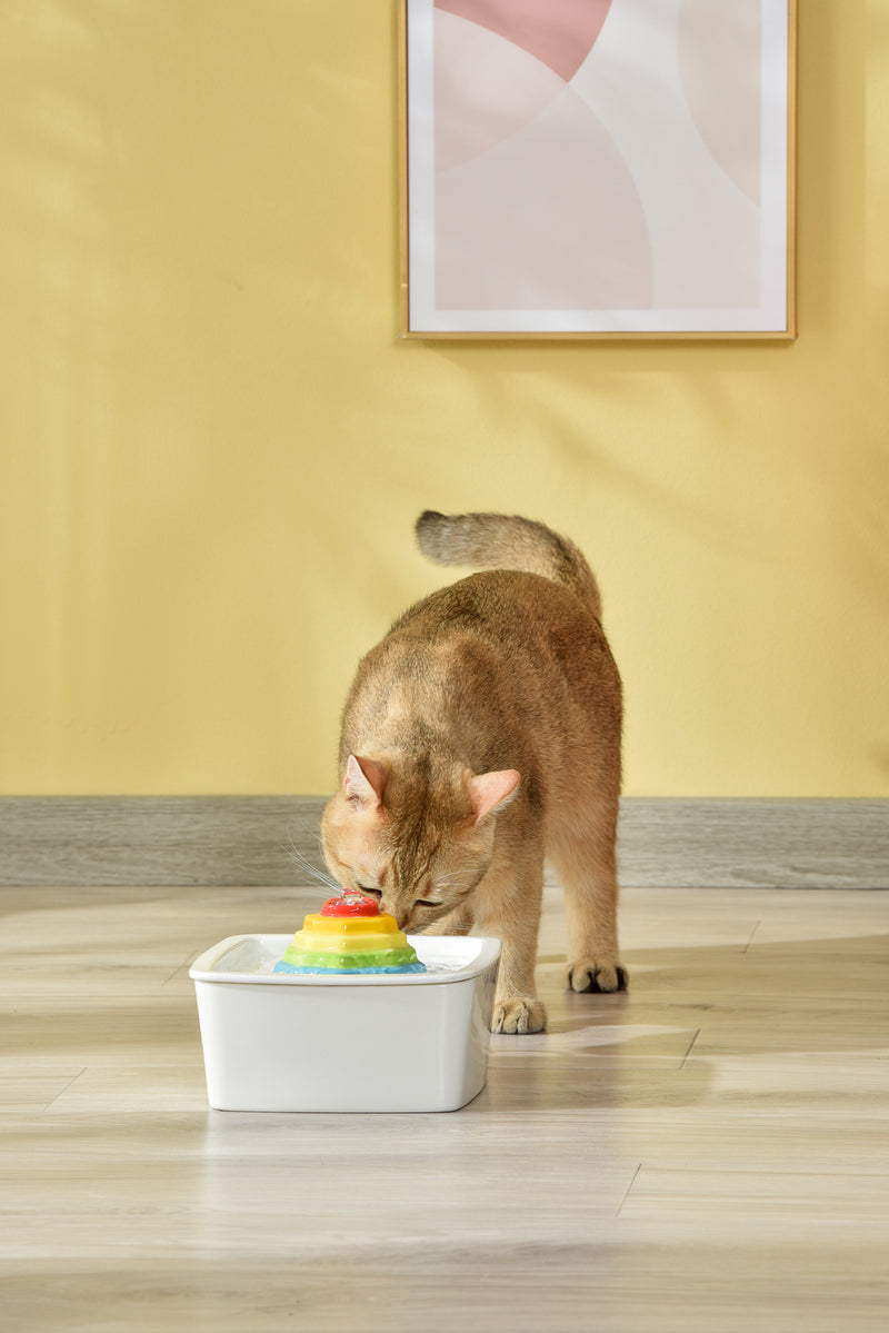 1.5L Ceramic Electric Pet Water Fountain - Square