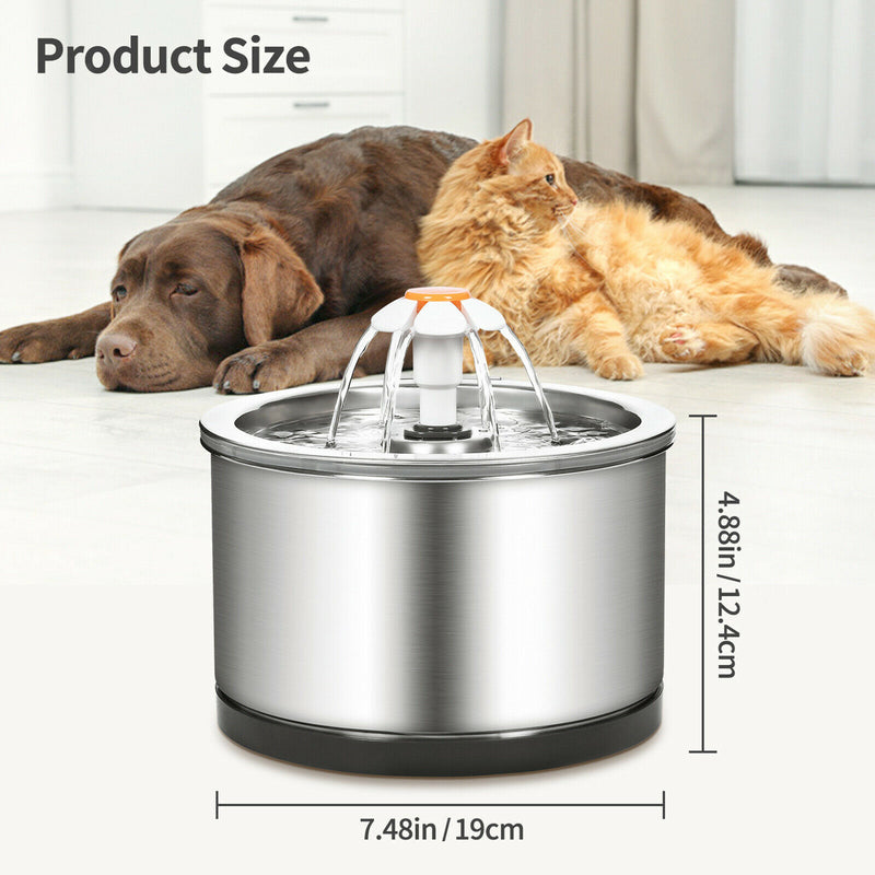 2.5 L Automatic Electric Stainless Steel Pet Water Fountain