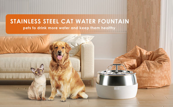 3L Automatic Stainless Steel Electric Pet Water Fountain - Grey