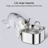 3.2L Automatic Electric Stainless Steel Cat Water Fountain