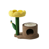 Small Log Cat House With Yellow Camelia