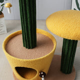 2-Level Yellow Mushroom Cat Scratching Tree