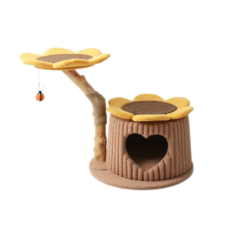 Plush Heart Shaped Cat House With Sunflower Tree