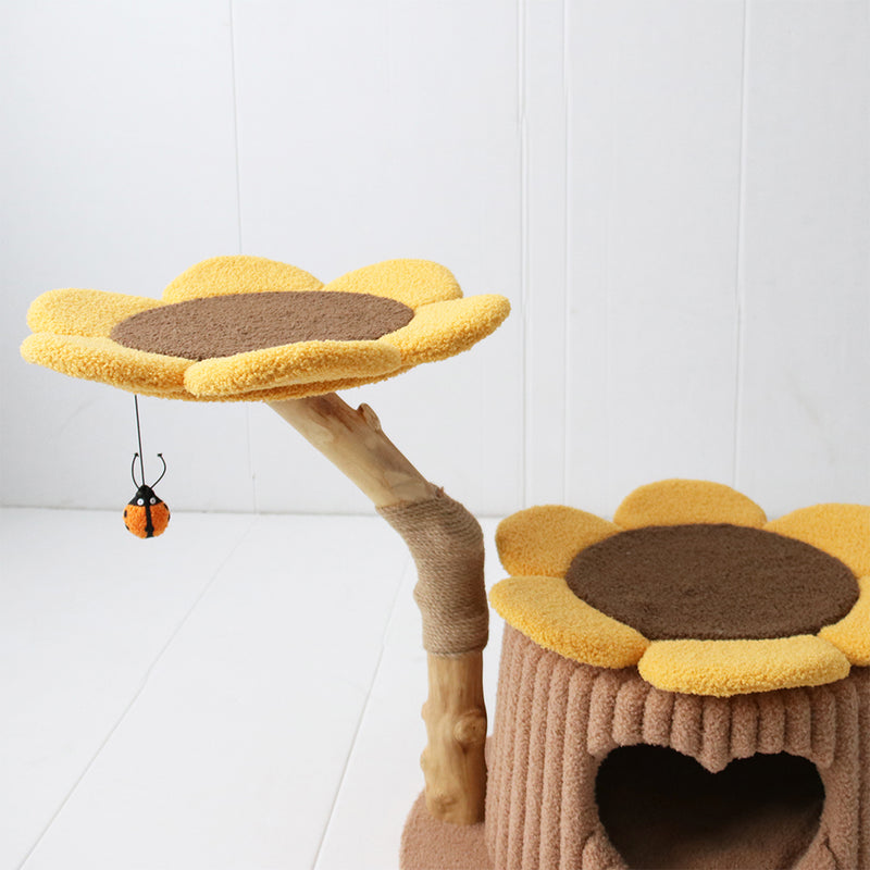 Plush Heart Shaped Cat House With Sunflower Tree