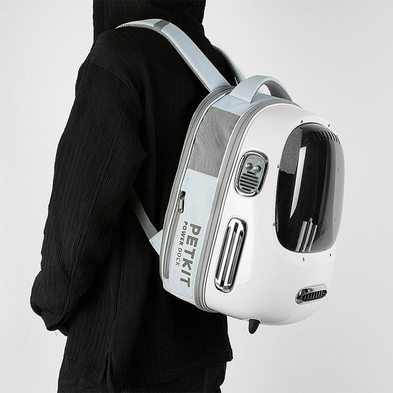 Smart Cat Backpack with Fan - Creme White