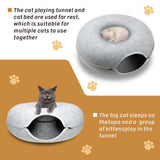 Felt Cat Tunnel Bed Medium - Light Grey